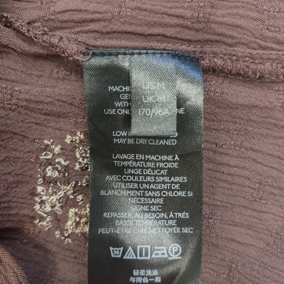 Free People Top Women’s Medium Arianna Tunic Bark Brown Embroidered Boho Flowy - Picture 7 of 11